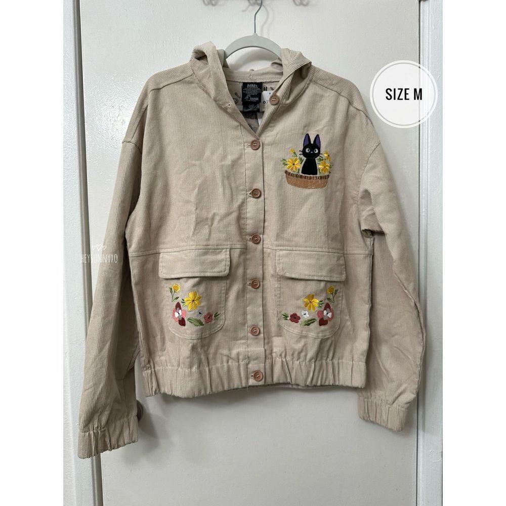 Studio Ghibli Kiki’s Delivery Service Jiji Floral Women’s Corduroy Jacket Size M